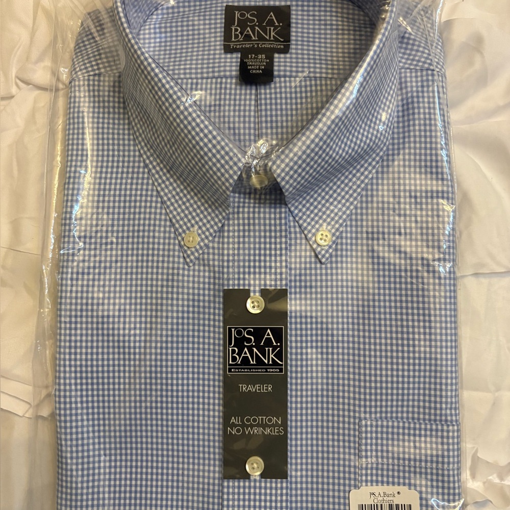 Jos. A. Bank Light Blue Gingham Dress Shirt